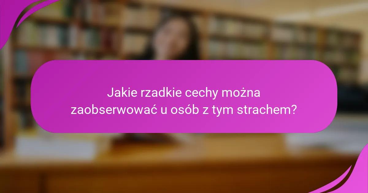 Jakie rzadkie cechy można zaobserwować u osób z tym strachem?