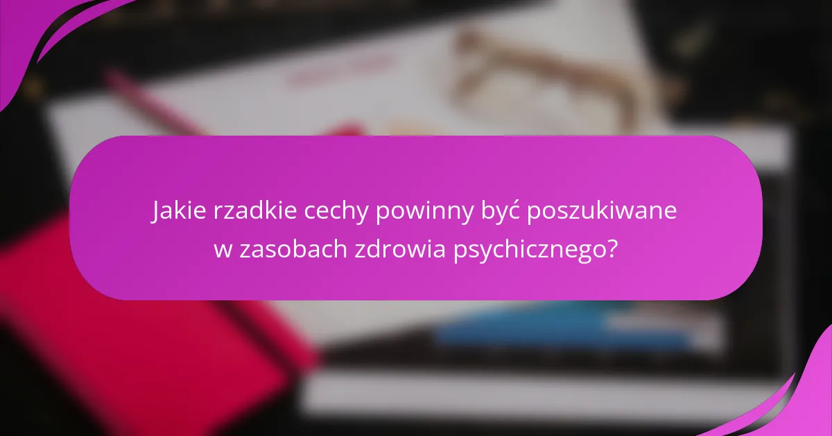 Jakie rzadkie cechy powinny być poszukiwane w zasobach zdrowia psychicznego?