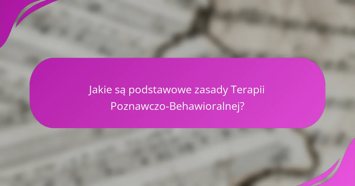 Jakie są podstawowe zasady Terapii Poznawczo-Behawioralnej?