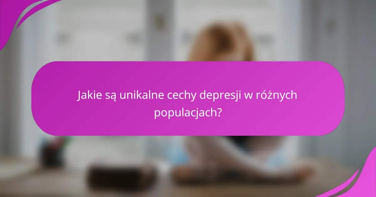 Jakie są unikalne cechy depresji w różnych populacjach?