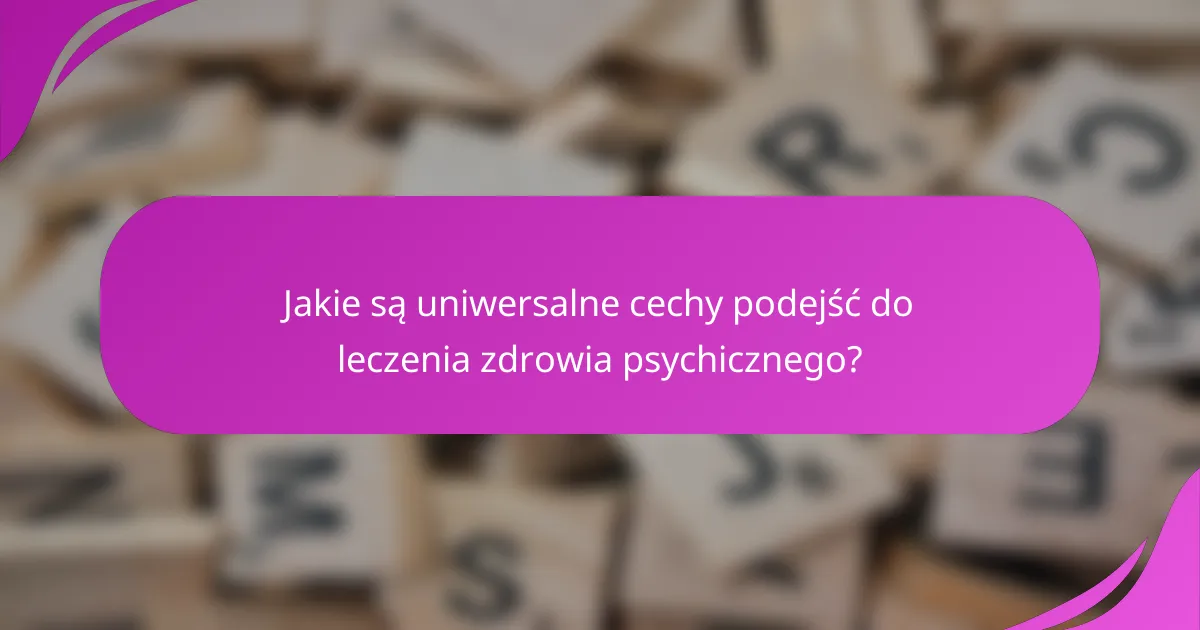 Jakie są uniwersalne cechy podejść do leczenia zdrowia psychicznego?