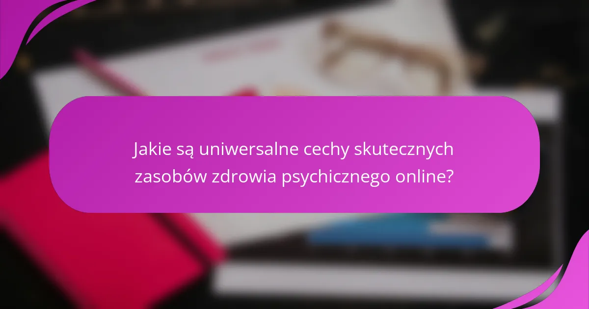 Jakie są uniwersalne cechy skutecznych zasobów zdrowia psychicznego online?
