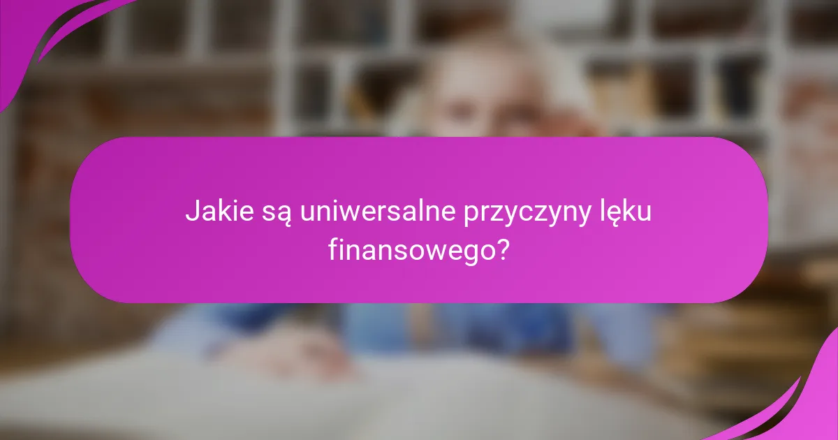 Jakie są uniwersalne przyczyny lęku finansowego?