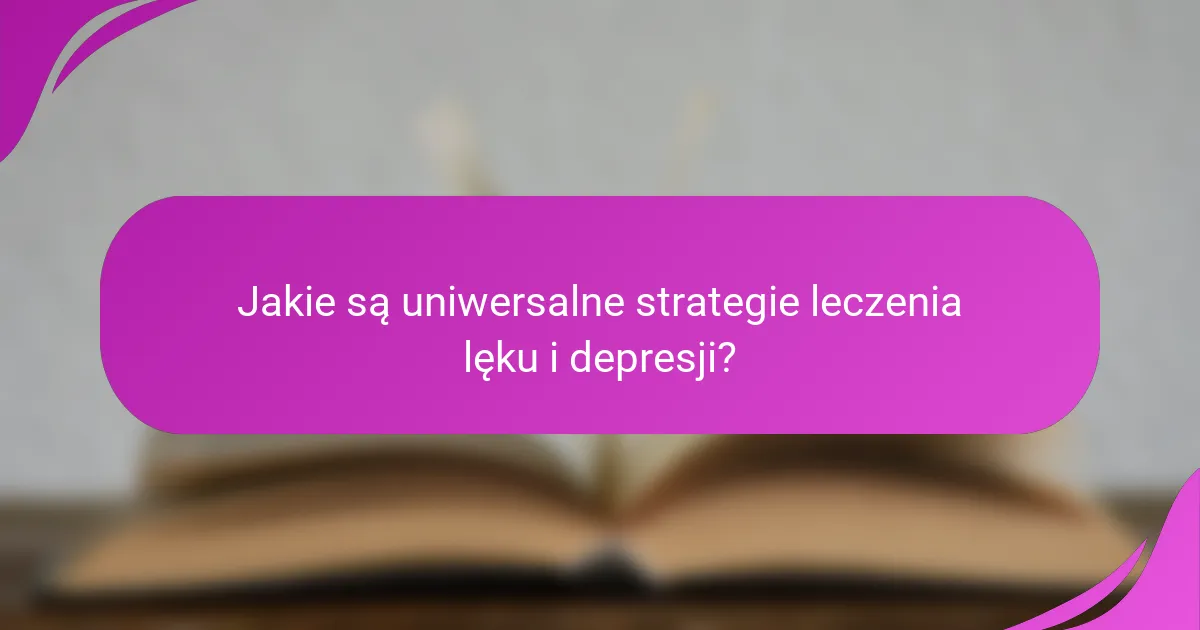 Jakie są uniwersalne strategie leczenia lęku i depresji?