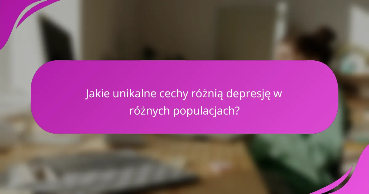 Jakie unikalne cechy różnią depresję w różnych populacjach?