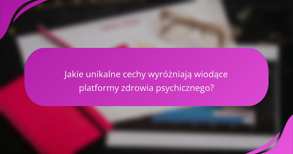 Jakie unikalne cechy wyróżniają wiodące platformy zdrowia psychicznego?