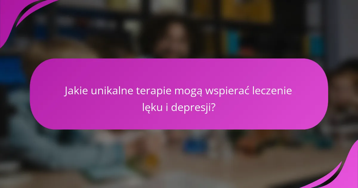 Jakie unikalne terapie mogą wspierać leczenie lęku i depresji?