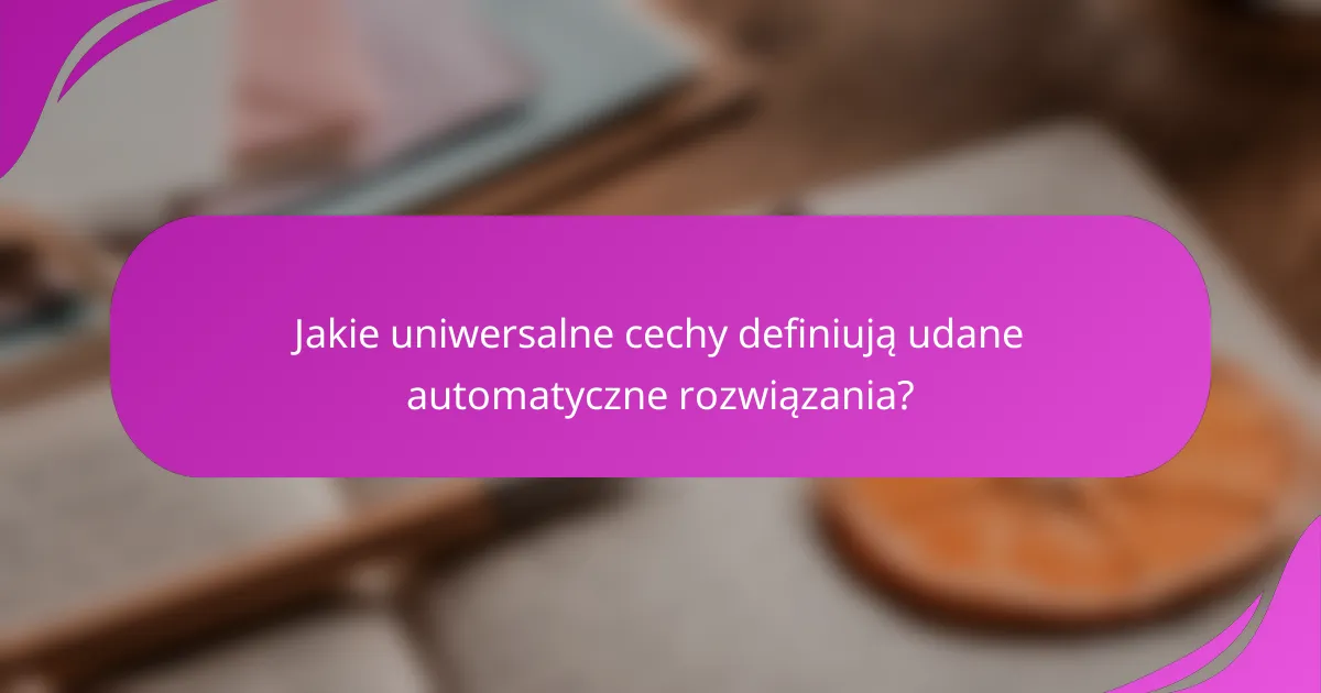 Jakie uniwersalne cechy definiują udane automatyczne rozwiązania?